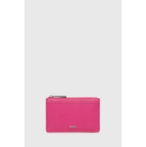 Kožená peněženka BOSS dámský, růžová barva