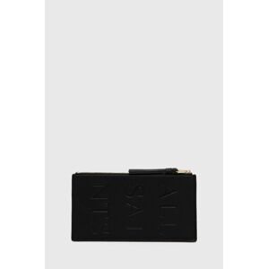 Kožená peněženka AllSaints dámský, černá barva