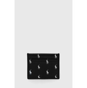 Kožené pouzdro na karty Polo Ralph Lauren pánský, černá barva