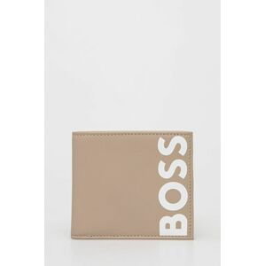 Kožená peněženka BOSS béžová barva
