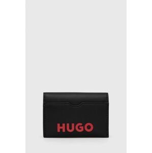 Kožené pouzdro na karty HUGO pánský, černá barva