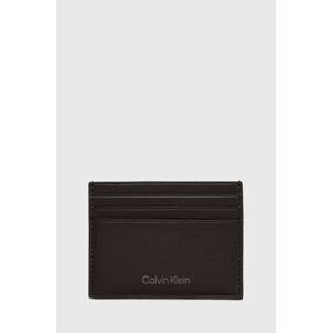 Kožené pouzdro na karty Calvin Klein pánský, hnědá barva