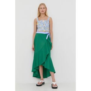 Bavlněná sukně MAX&Co. zelená barva, midi, áčková