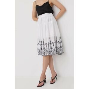 Bavlněná sukně MAX&Co. bílá barva, midi, áčková