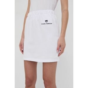 Bavlněná sukně Chiara Ferragni bílá barva, mini, jednoduchý