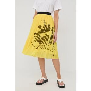 Sukně Karl Lagerfeld žlutá barva, midi, áčková