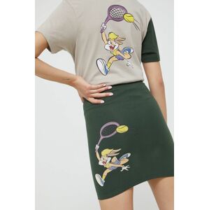 Sukně Ellesse X Looney Tunes zelená barva, mini, pouzdrová