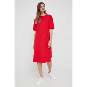 Bavlněné šaty Armani Exchange červená barva, mini, oversize