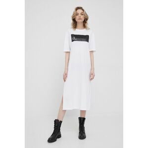 Bavlněné šaty Armani Exchange bílá barva, mini, jednoduchý
