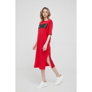 Bavlněné šaty Armani Exchange červená barva, mini, jednoduchý