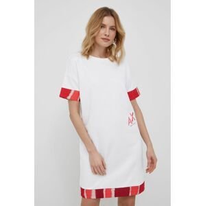 Šaty Armani Exchange bílá barva, mini, jednoduchý