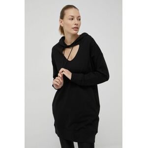 Bavlněné šaty Dkny černá barva, mini, oversize