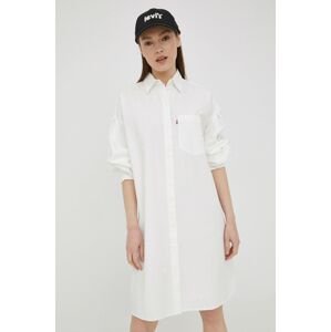 Bavlněné šaty Levi's bílá barva, mini, oversize