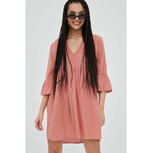 Bavlněné šaty JDY růžová barva, midi, oversize