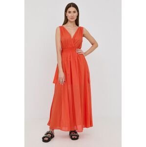 Bavlněné šaty Marella oranžová barva, maxi