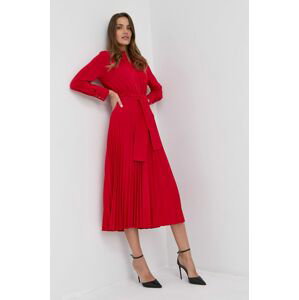 Šaty Marella červená barva, midi, áčková
