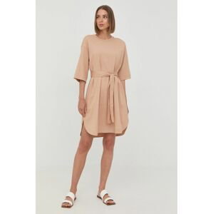 Bavlněné šaty Marella béžová barva, mini, oversize
