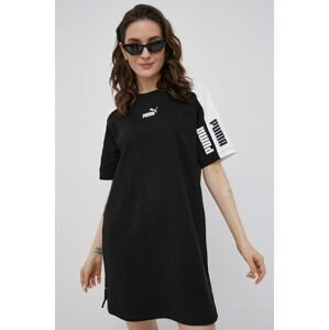 Bavlněné šaty Puma 847118 černá barva, mini, oversize