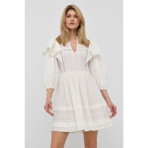 Bavlněné šaty Twinset bílá barva, mini, áčková