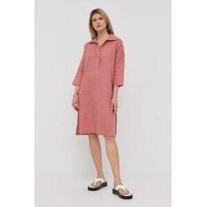 Plátěné šaty Max Mara Leisure růžová barva, mini, oversize