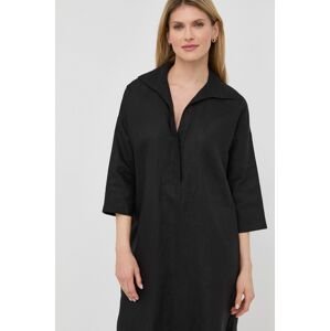 Plátěné šaty Max Mara Leisure černá barva, mini, oversize
