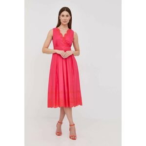 Bavlněné šaty MAX&Co. růžová barva, midi