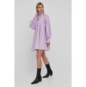 Bavlněné šaty Custommade fialová barva, mini, oversize