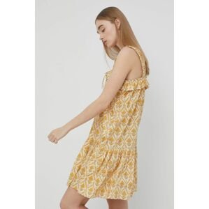 Bavlněné šaty Notes du Nord žlutá barva, mini, áčková