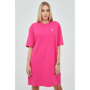 Bavlněné šaty adidas Originals Adicolor HG6238 růžová barva, mini, oversize
