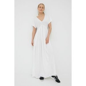 Bavlněné šaty Deha bílá barva, maxi