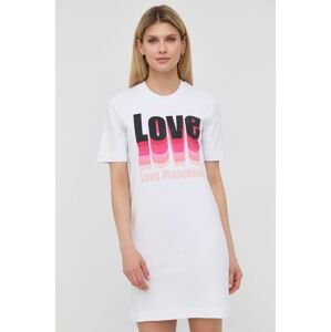 Šaty Love Moschino bílá barva, mini, jednoduchý