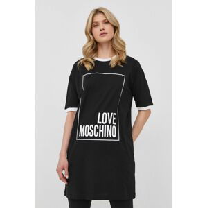 Bavlněné šaty Love Moschino bílá barva, mini, oversize