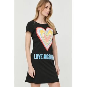 Bavlněné šaty Love Moschino černá barva, mini