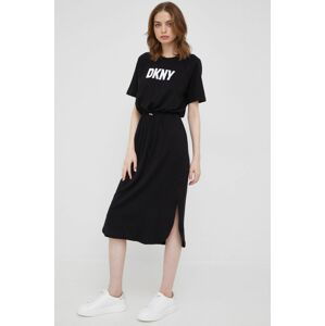 Šaty Dkny černá barva, midi, oversize