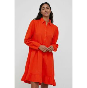 Bavlněné šaty United Colors of Benetton oranžová barva, mini, áčková