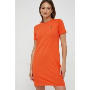 Bavlněné šaty Lyle & Scott oranžová barva, mini