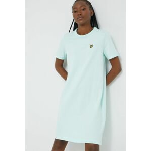 Bavlněné šaty Lyle & Scott tyrkysová barva, mini