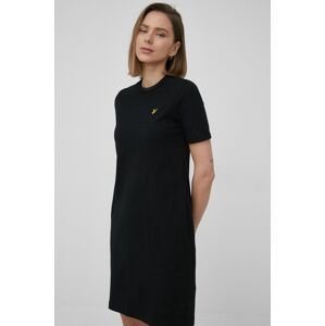 Bavlněné šaty Lyle & Scott černá barva, mini, jednoduchý