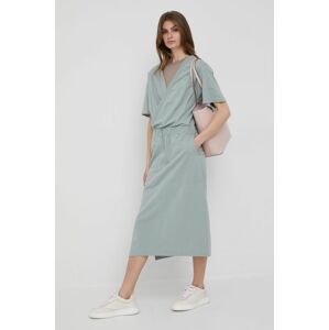 Bavlněné šaty G-Star Raw zelená barva, maxi, oversize