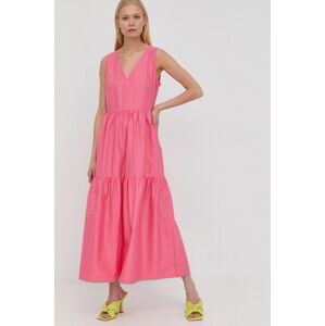 Šaty BOSS růžová barva, maxi, oversize