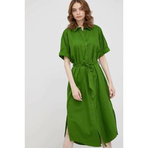 Bavlněné šaty United Colors of Benetton zelená barva, midi, oversize