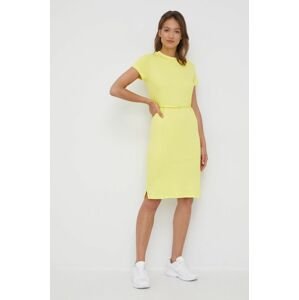 Bavlněné šaty Calvin Klein žlutá barva, midi
