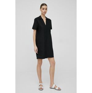 Plátěné šaty Calvin Klein černá barva, mini, jednoduchý