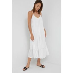 Bavlněné šaty GAP bílá barva, maxi, oversize
