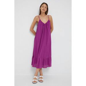 Bavlněné šaty GAP fialová barva, maxi, oversize