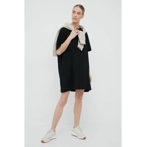 Bavlněné šaty Outhorn černá barva, mini, oversize