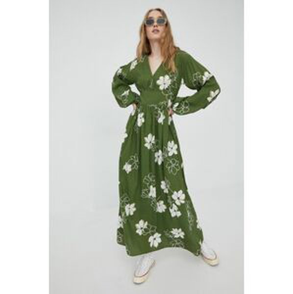 Šaty Billabong zelená barva, maxi