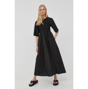 Bavlněné šaty Gestuz černá barva, maxi, áčková