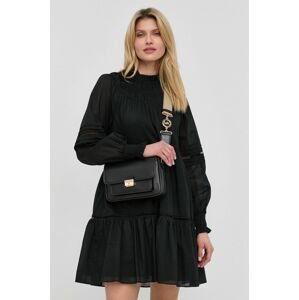 Bavlněné šaty MICHAEL Michael Kors černá barva, mini, oversize