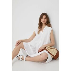 Plátěné šaty Marc O'Polo bílá barva, mini, oversize